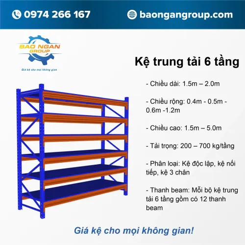 Kệ trung tải 6 tầng