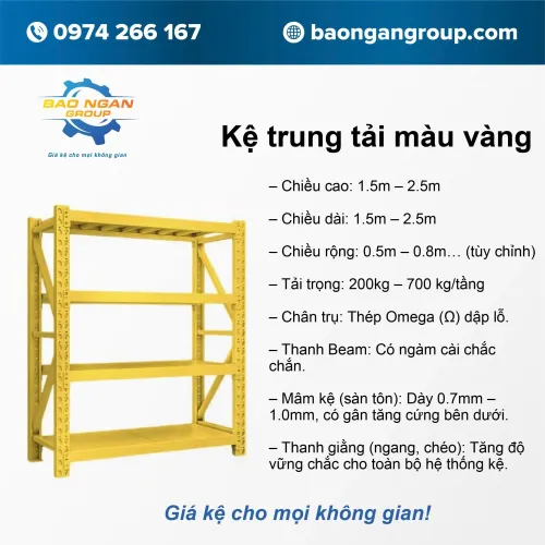 Kệ trung tải màu vàng