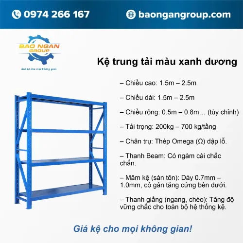 Kệ trung tải màu xanh dương giá rẻ