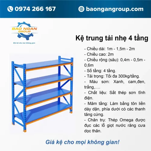 Kệ trung tải nhẹ 4 tầng