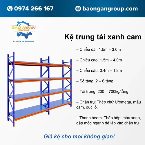 Kệ trung tải xanh cam