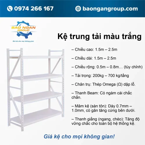 Kệ trung tải màu trắng