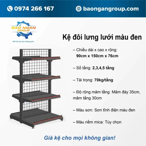 Kệ đôi lưng lưới màu đen