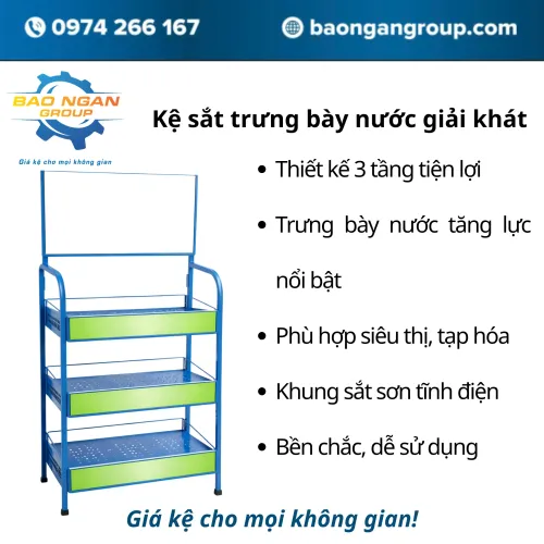 Kệ sắt trưng bày nước tăng lực