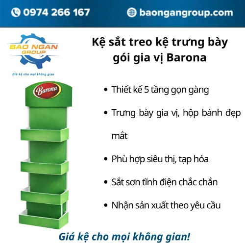 Kệ sắt treo kệ trưng bày gói gia vị Barona