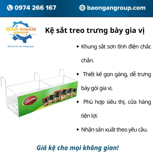 Kệ sắt trưng bày sản phẩm gia vị cho siêu thị