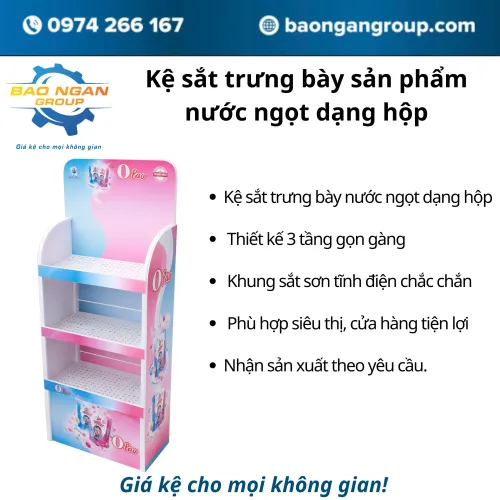 Kệ sắt trưng bày sản phẩm nước ngọt dạng hộp