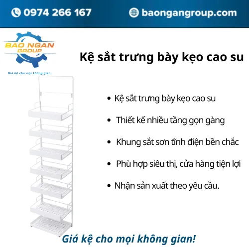 Kệ sắt trưng bày 7 tầng màu trắng