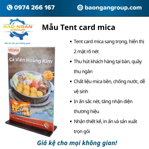 Mẫu Tent card mica