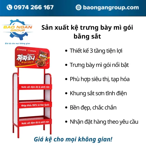 Sản xuất kệ trưng bày mì gói bằng sắt
