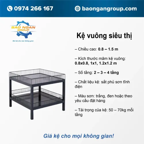 Kệ vuông siêu thị 2 tầng