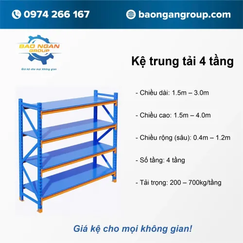 Kệ trung tải 4 tầng