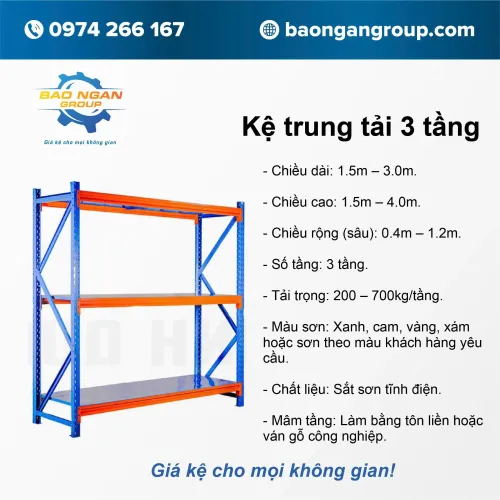 Kệ trung tải 3 tầng