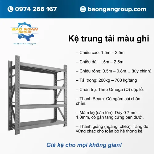 Kệ trung tải màu ghi